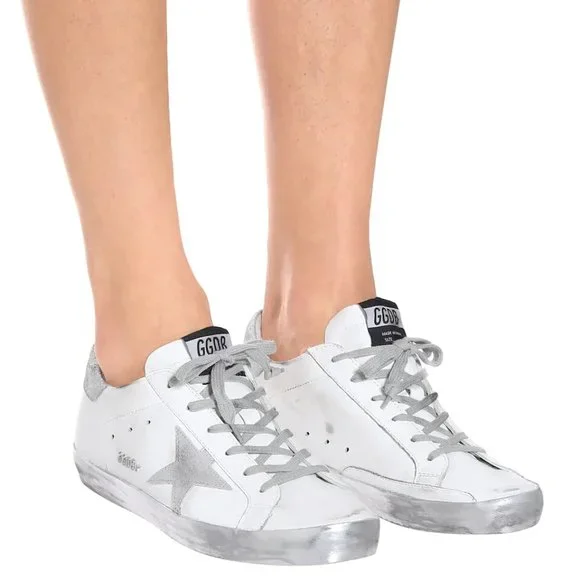 Golden Goose Superstar Leather Sneakers in Silver/White - Picture 2 of 12